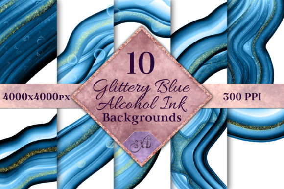 Glittery Blue Alcohol Ink Backgrounds