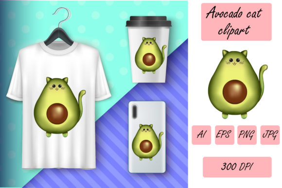 The Rise of Whimsical Branding: Leveraging Avocado Cat Illustration.Sublimation Pun for Modern Creative Projects